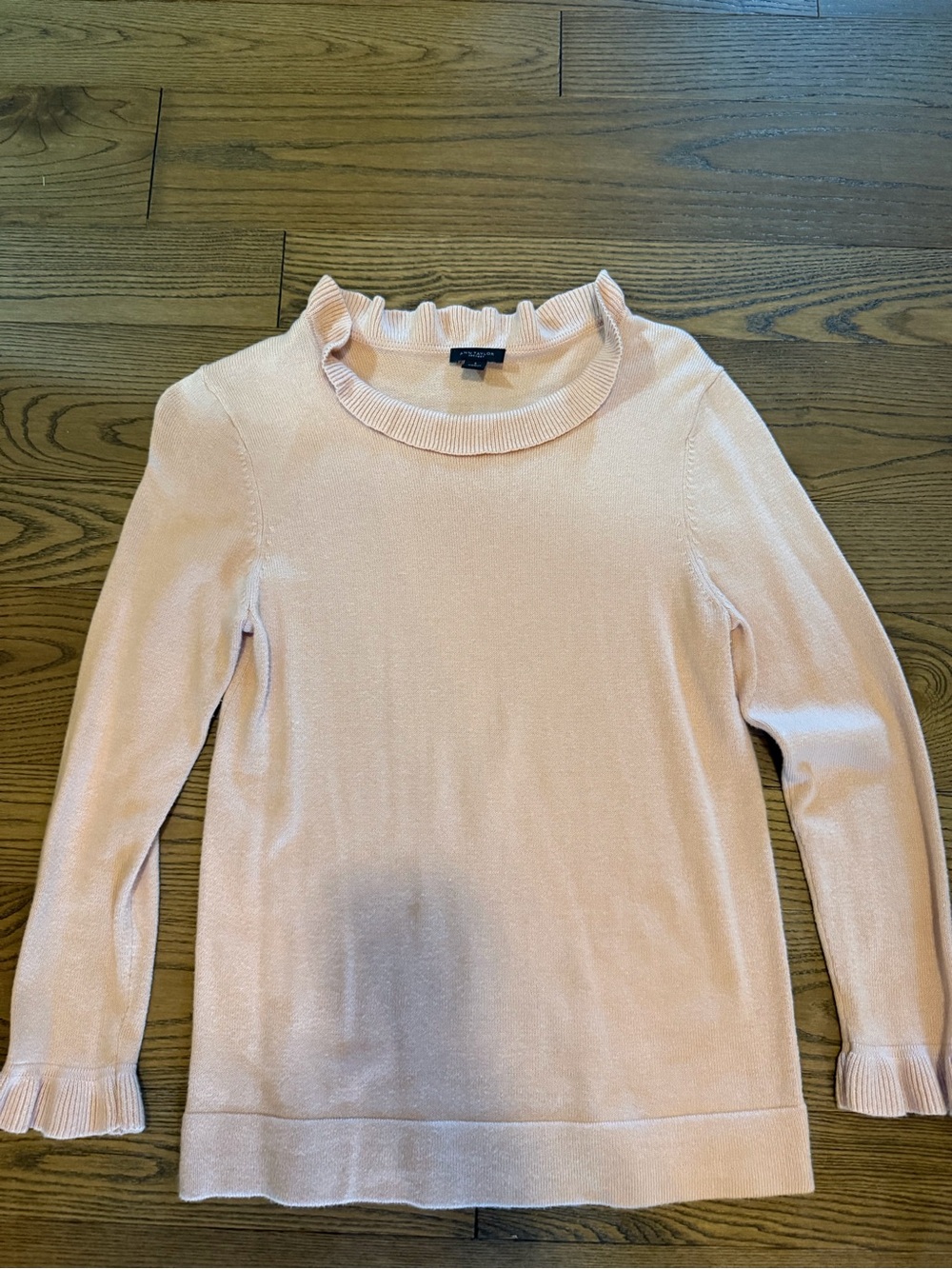 Ann Taylor Pale Pink Ruffle-Neck Sweater